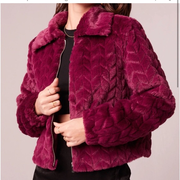 Band Of The Free Jackets & Blazers - BAND OF THE FREE VAL FAUX FUR CHEVRON JACKET MEDIUM